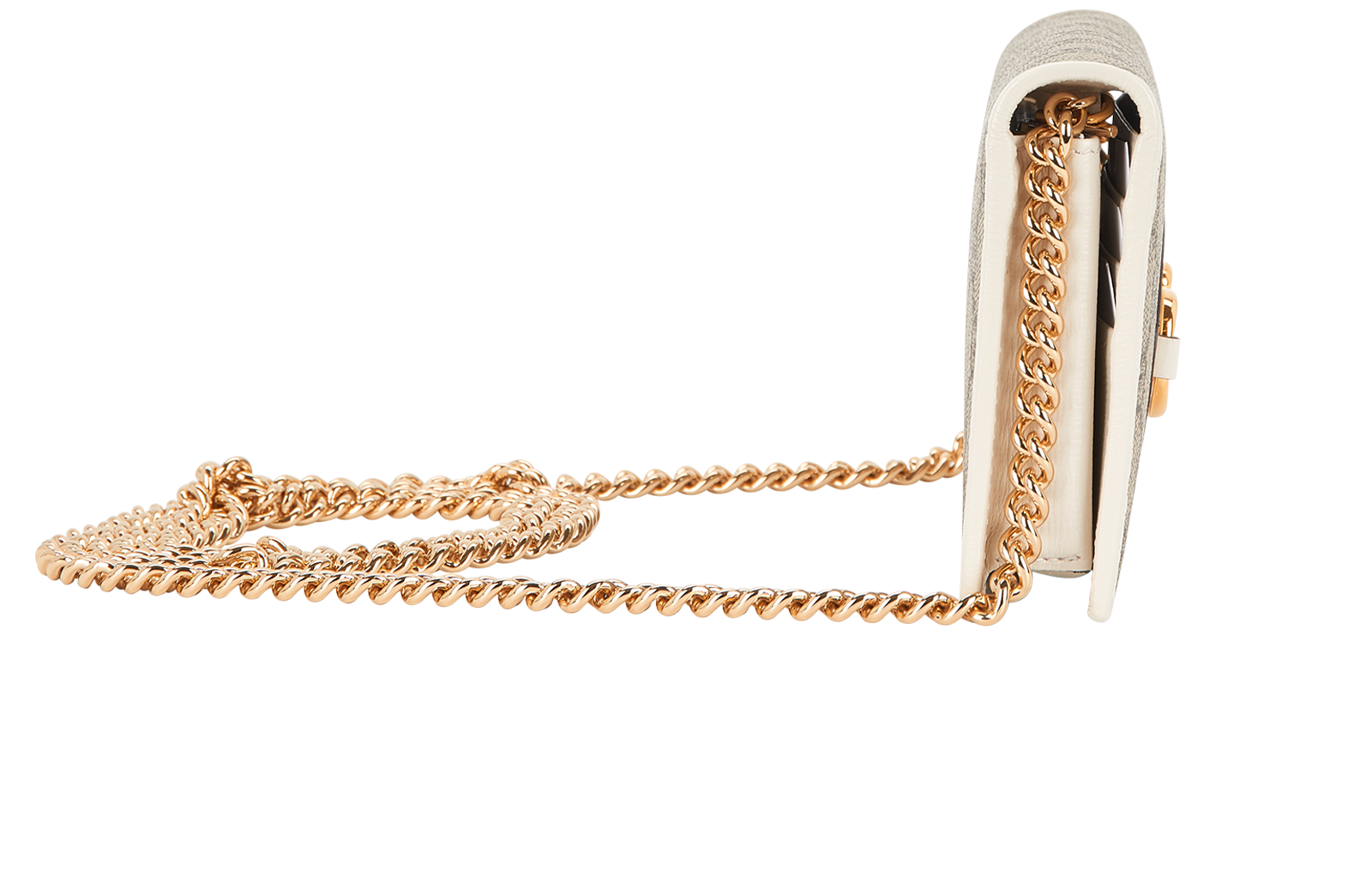 Horsebit Wallet On Chain, &pound;395, Handbags, Beige/White, Canvas/Leather, Side view
